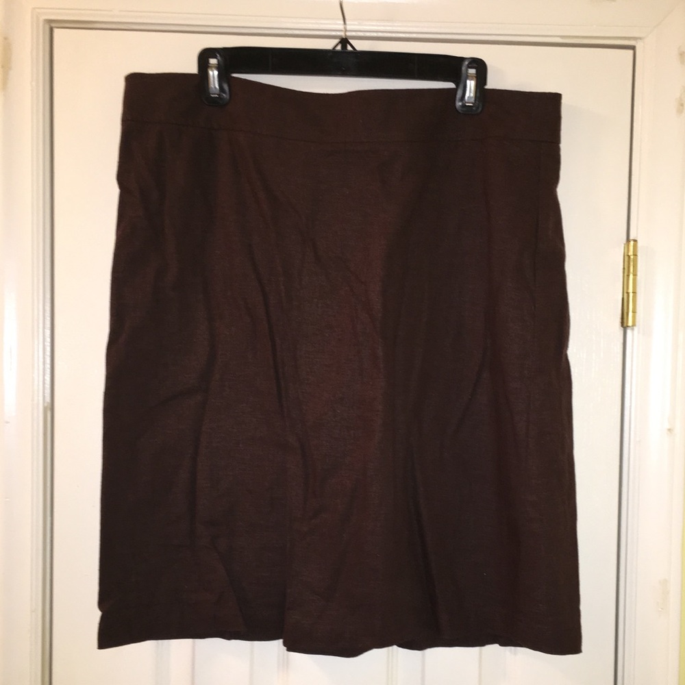EUC BCBGMAXAZRIA brown linen skirt Sz. 10